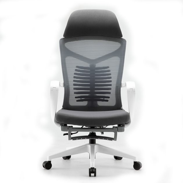 Silla Ejecutiva S81 Con Descansa Pies Mesh y Tela, Base Blanco