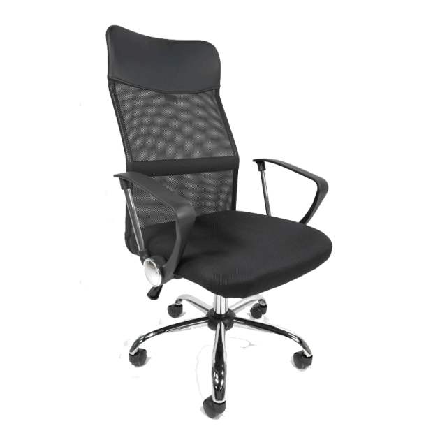 Silla Ejecutiva E103 Mesh y Tela Color Negro Base Cromada