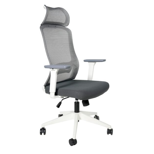 Silla Ejecutiva H7 Mesh Gris Estructura Blanca