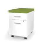 912 Archivero movil 643 Color Blanco con cerradura y asiento tapizado