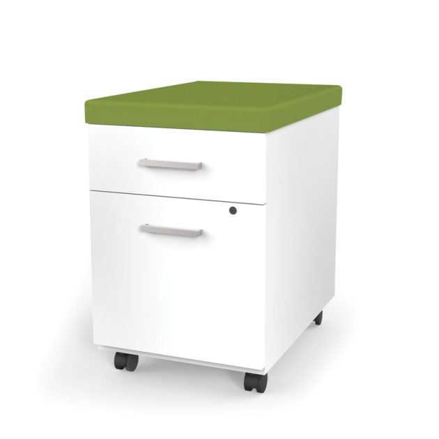 Archivero movil 643 Color Blanco con cerradura y asiento tapizado