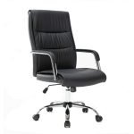 1008 Sillon Ejecutivo Magnus Piel Color Negro Base Cromada