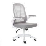 1022 Silla Operativa E107 Mesh y Tela Color Gris Estructura Blanca