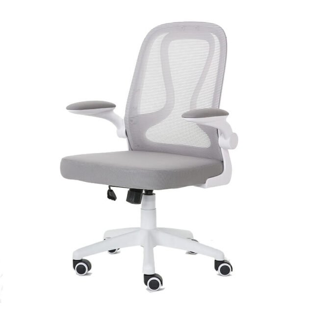 Silla Operativa E107 Mesh Y Tela Color Gris Estructura Blanca