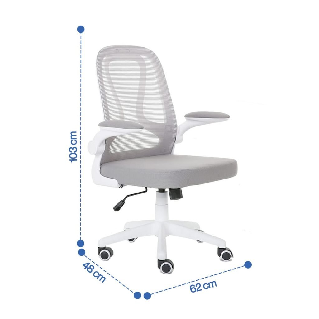 Silla Operativa E107 Mesh Y Tela Color Gris Estructura Blanca