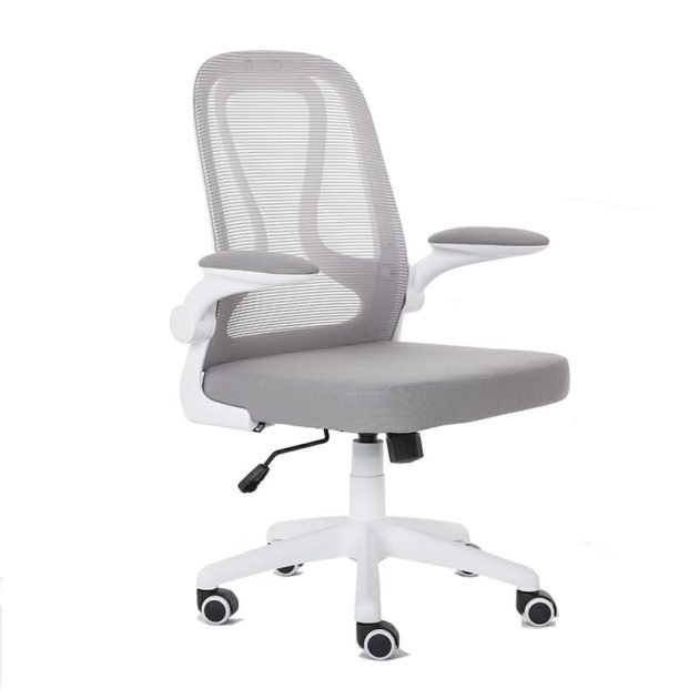 Silla Operativa E107 Mesh y Tela Color Gris Estructura Blanca