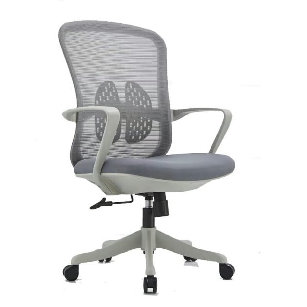 Silla Operativa Organic Mesh y Tela Gris Estructura blanca