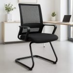 1204 Silla visita Trineo Respaldo Mesh Asiento Negro