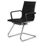 348 Silla Visita Trineo Vista Vinipiel Negra 1001V